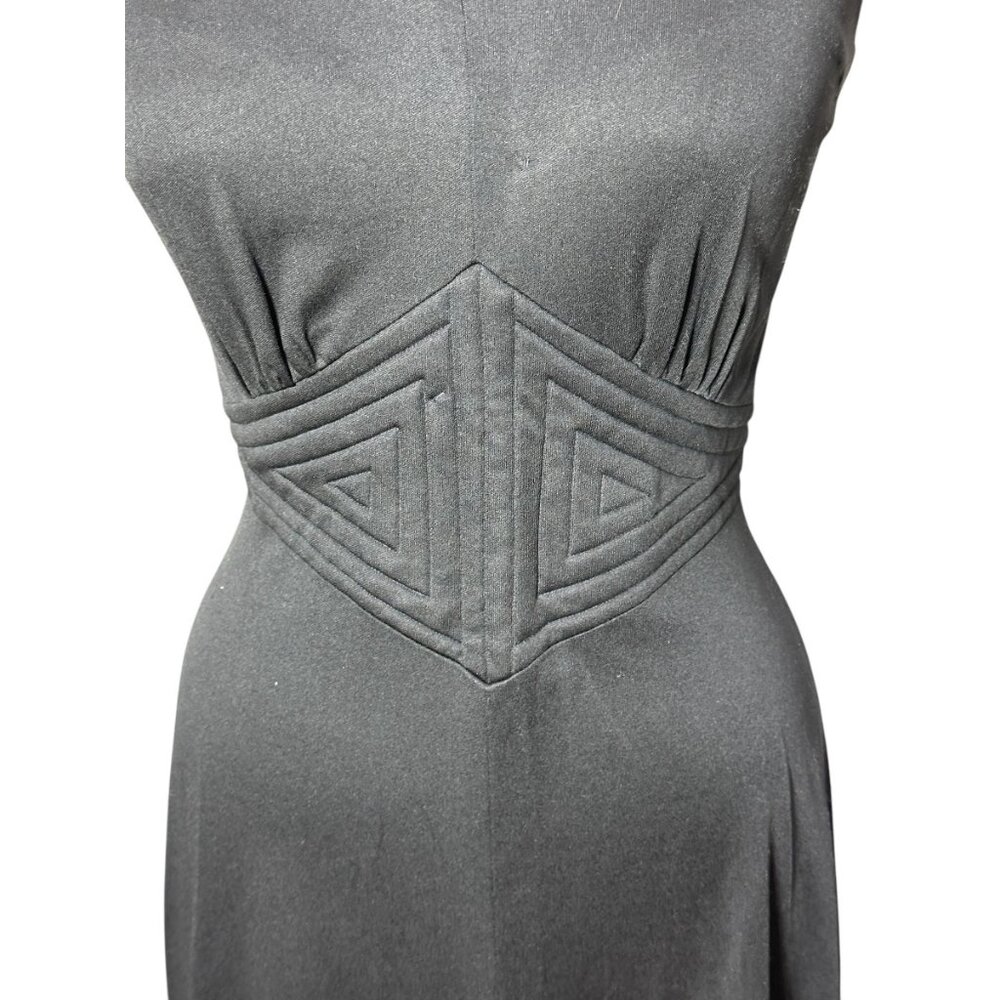 1960s 70s mod maxi dress with geo panel waist Size S/M - Picture 4 of 8